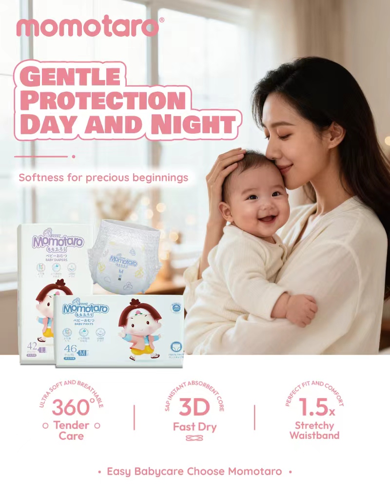 Momotaro Baby Diapers Gentle Protection Day and Night