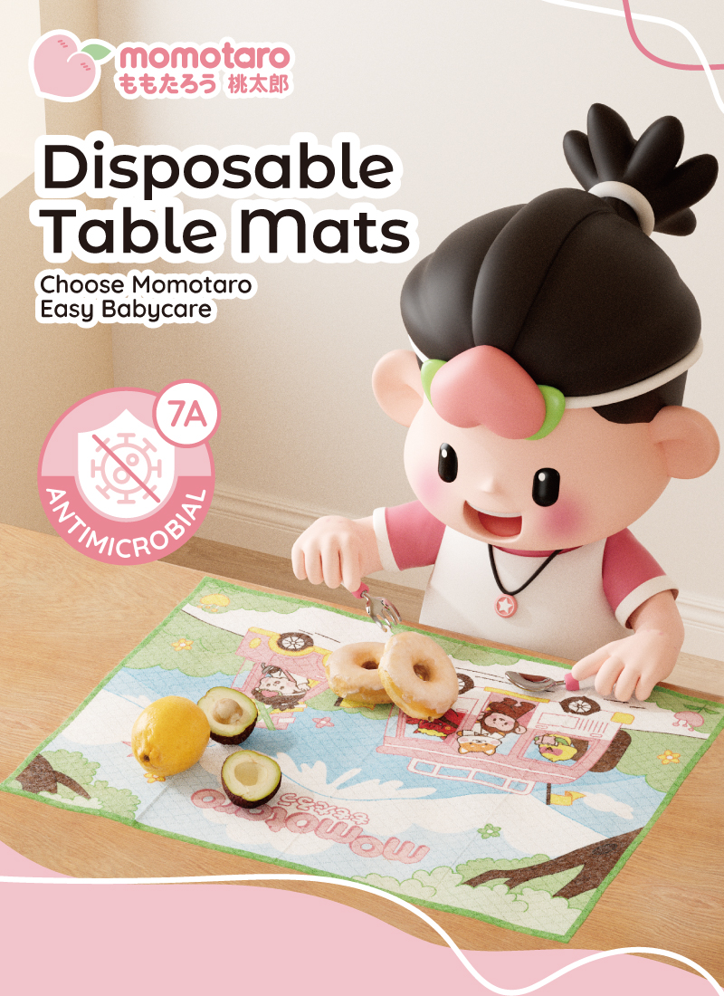 Momotaro Disposable Table Mats — Keep Baby’s Mealtime Clean, Safe, and Stress-Free